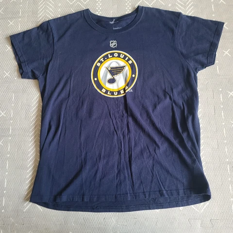 Reebok Ladies St Louis Blues David Backes Shirt Large Blue Solid Short Sleeve Cover