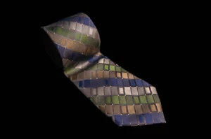 MADISON - Men's Multicolor Diamond Stripe 100% Silk Neck Tie 3.1"W x 59"L - Picture 1 of 7