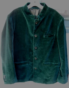 CLASSIC JOSEPH TURNER GREEN VELOUR NEHRU 5 BUTTON SPORT JACKET SZ 46 - Picture 1 of 8