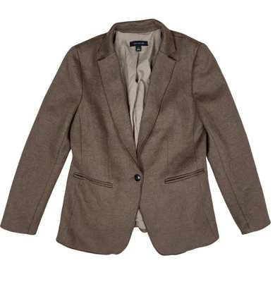 Ann Taylor Blazer 女式 10 棕色羊毛混纺衬里单扣工作夹克 — 第 1/4 张图片