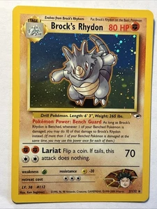 2000 Pokemon TCG Brock's Rhydon 2/132 Gym Heroes Holo Rare Card Vintage WOTC NM - Picture 1 of 22