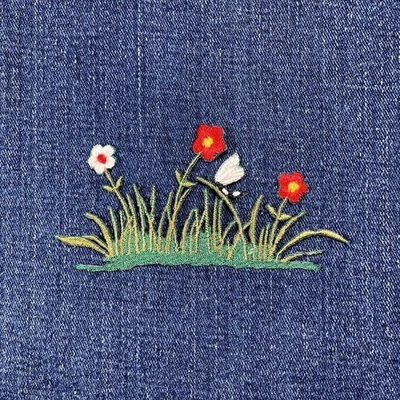 Dragonfly & Flowers Applique Patch - Grass Insect Embroidered Nature Badge 4.25" - Image 1 of 2