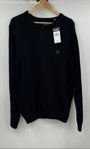 Chaps Black Pullover Chunky Knit 100% Cotton Sweater Men's M Kent - Picture 1 of 9