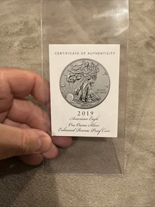 2019 S ENHANCED REVERSE PROOF SILVER EAGLE COA ONLY, CERTICATE 13082 - Picture 1 of 2
