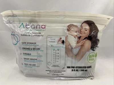 Bolsa de almacenamiento de leche materna genuina de Abana - 100 ct, 8 fl oz, preesterilizada SIN BPA Foto 1 de 4