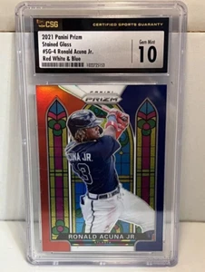 2021 Panini Prizm Stained Glass Red White & Blue Ronald Acuna Jr CSG 10 - Bild 1 von 2