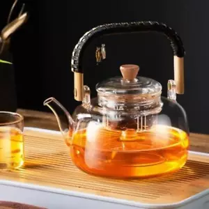 Bicchiere teiera moderno rotondo medio 900 M trasparente facile da riempire caffè solido con coperchio - Foto 1 di 17