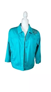 Chaqueta bordada turquesa multicolor Erin London para mujer talla XL - Imagen 1 de 13