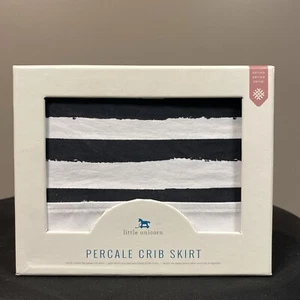 Little Unicorn Cotton Percale Crib Skirt Black White Ink Stripes Unisex Nursery - Picture 1 of 5