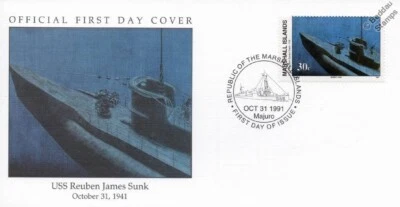 1941 WWII German U-BOAT Type VII Submarine Sinks REUBEN JAMES Warship Stamp FDC - Image 1 of 3