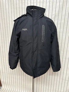DLGJPA Jacket Mens Black Faux Fur Lined Detachable Hood Waterproof Zip Up Size L - Picture 1 of 8
