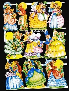 # GLANZBILDER # MLP 1695 Mädchen mit Reifröcken & Paare wie EO 5605, alt + RAR # - Bild 1 von 1