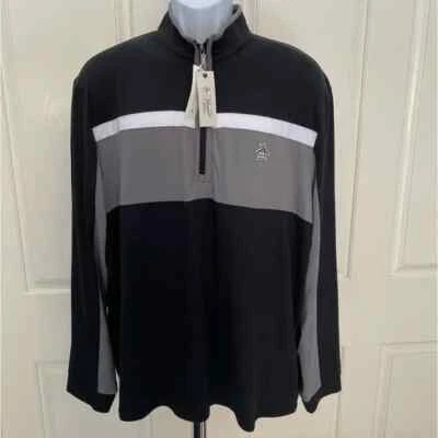 NOVO pulôver wTag-PENGUIN preto/cinza/branco 1/4 zíper GG - Imagem 1 de 3