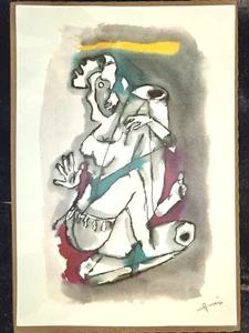 SERIGRAFÍA INDIA FIRMADA POR M F HUSSAIN SUJETO GAJGAMINI ACTRIZ MADHURI DIXIT - Imagen 1 de 6