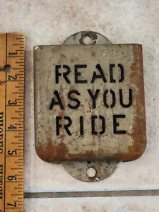 Vintage Trolley Train Bus Railroad Read As You Ride Metal Sign Stop Traction Cab - Picture 1 of 4