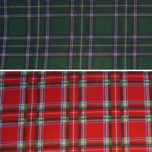 Scottish Style Tartan Plaid Check Polycotton Red Green 45" Wide Christmas Fabric
