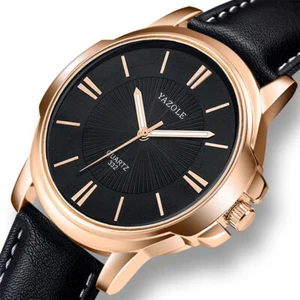 Men'S Quartz Watch Fashion Business Watch Pointer Watch Leather Strap Alloy Case - Picture 1 of 31