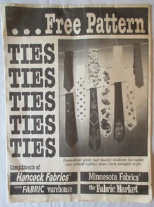 Men's Free Pattern Hancock Minnesota Fabrics Neck Ties Uncut Embellishments Vtg - Picture 1 of 9