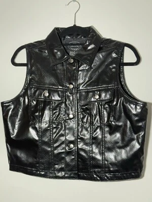 Chaleco Selene Sport De Colección Negro Para Mujer Imitación Cuero Botón Talla Mediana Serpiente Recortada Foto 1 de 4