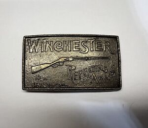 VTG Winchester Repeating Arms New Haven Conn Western Brass Metal Belt Buckle (B)