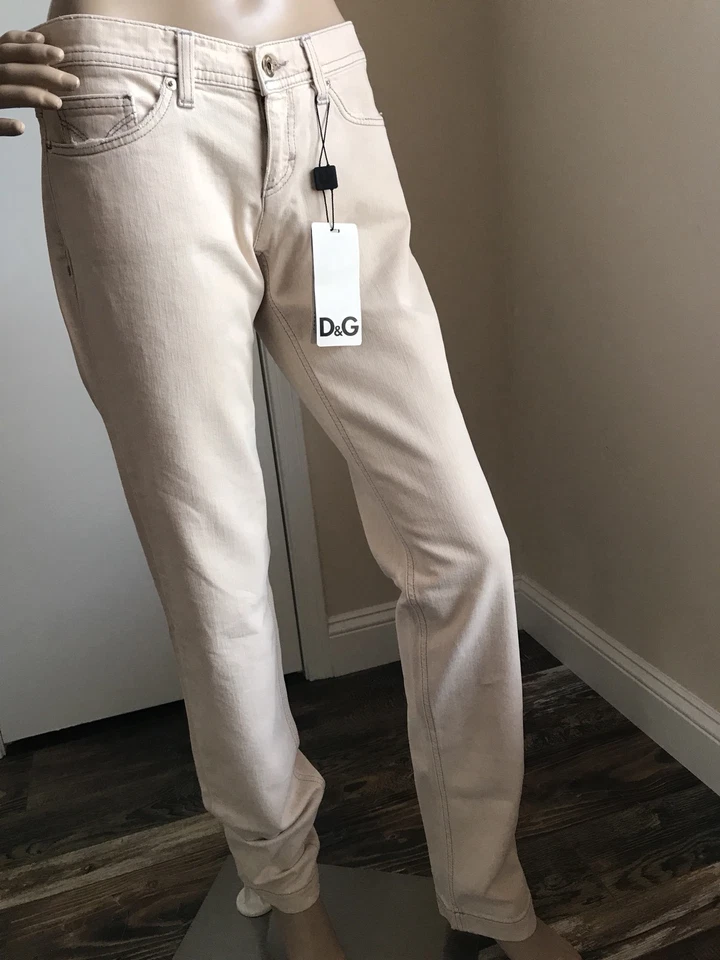 New $475 D&G Women's Pants Jeans Cream Size 28 Made In Italy - Image 1 of 1