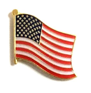Pin de bandera americana - bandera ondulada de EE. UU., hecha de metal, esmalte/oro con cúpula epoxi - Imagen 1 de 2