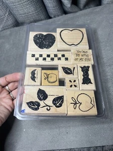 Stampin Up Definitely Decorative Country Apple Wood Mounted 9 Rubber Stamp Set - Picture 1 of 9