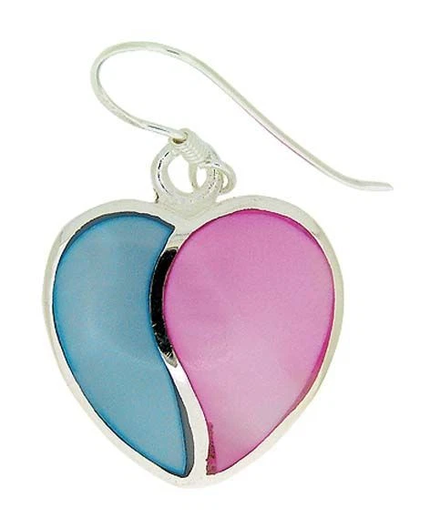 Cuore Madreperla Orecchini Pendenti 925er Argento - Nuovo - Immagine 1 di 1