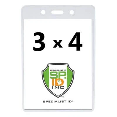 5 Pack - 3x4 Large Name Badge Holder - Vertical Vinyl ID Card Sleeves for Events - Image 1 of 4