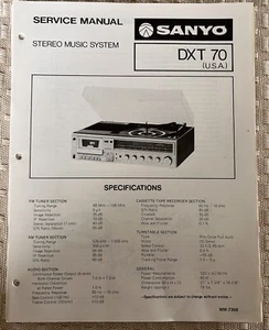 Feb/82 Sanyo DXT 70 Stereo Music System Service Manual - Picture 1 of 1
