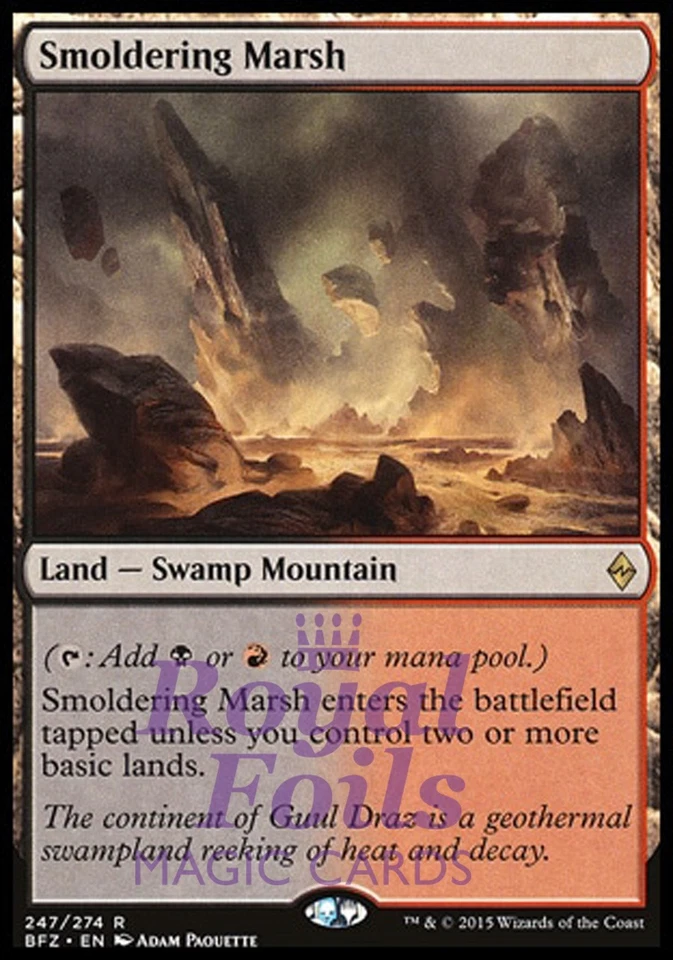 Smoldering Marsh 1x FOIL BFZ MTG Battle for Zendikar Rare MINT red black land - Image 1 of 1