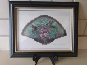 Signed Allen E. Crothamel Two Hummingbirds & Flowers Birds Feather Framed Art  - Picture 1 of 9
