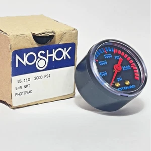 NOSHOK 15-110 Pressure Gauge 0-3000 psi 1/8" NPT Back Mount PHOTOVAC Dial NOS - Picture 1 of 6