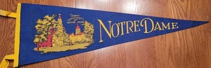 Vintage University of Notre Dame Campus Felt Full Size Pennant - Beautiful - Picture 1 of 4