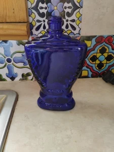 Vintage Cobalt Blue Glass Perfume Bottle w/  White Screw No Lid - Picture 1 of 3