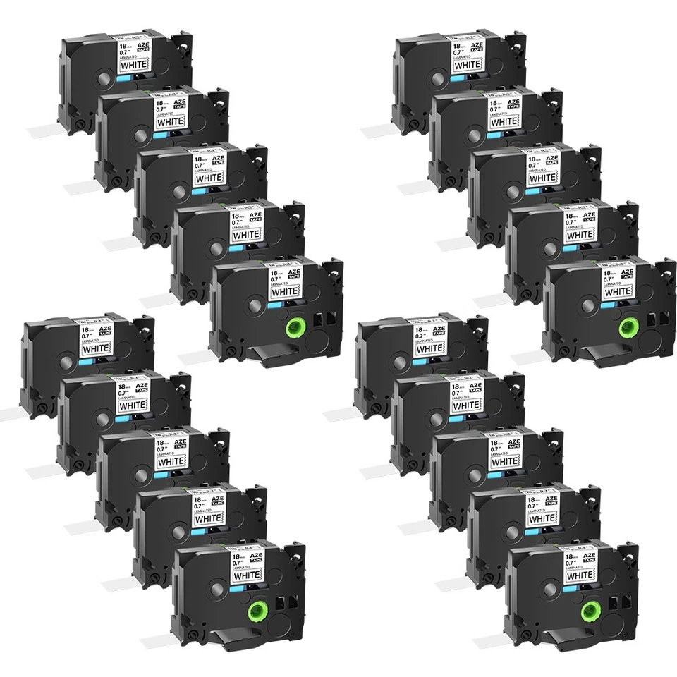 Cinta de etiqueta negra sobre blanca compatible con Brother P-Touch TZ241 TZe-241 3/4" 20PK Foto 1 de 4