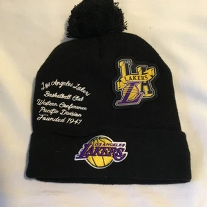 Los Angeles Lakers LA Tejido Invierno Sombrero Pom Gorro Ultra Juego NBA Negro - Imagen 1 de 4
