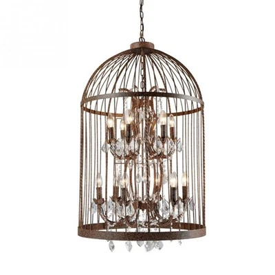Rust color 4-head crystal bird cage chandelier E12*4 without light source - Image 1 of 4
