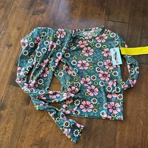 Cat and Jack Girls Pajamas Size 6 Soft Stretchy New Green Pink Floral 2 Piece - Picture 1 of 4