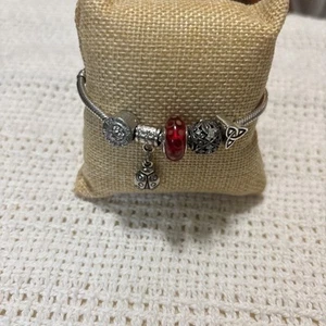 Pulsera Pandora 7.5 Pulgadas Rosa Dijes Incluye Cuentas de Murano (5) - Imagen 1 de 4