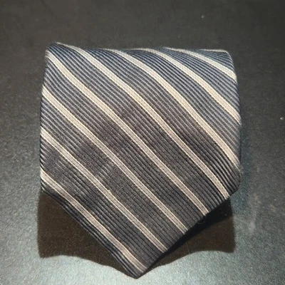 Claiborne Blue Diagonal Striped 100% Silk Handmade Tie - Image 1 of 4