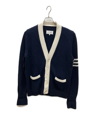 Maison Margiela Two-tone knit cardigan Size: M Navy x white S50GP0097 Men - Image 1 of 4