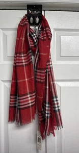 V FRAAS rot karierter Schal Polyester rechteckig neu mit Etikett  - Bild 1 von 8