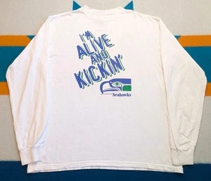 Vintage Seattle Seahawks Shirt I'm Alive And Kickin' R U? USA Long Sleeve XL - Picture 1 of 7