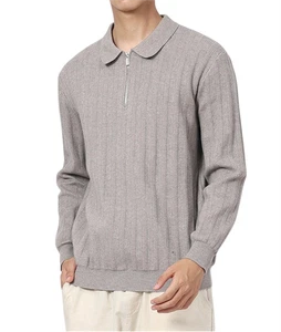 Men's Polo Shirts Long Sleeve Zipper Polo T Shirt Casual Golf Shirt Classic Tee - Picture 1 of 19