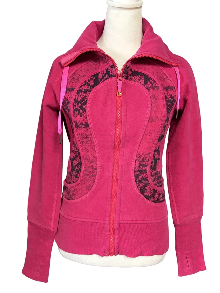 Lululemon Sudadera con Capucha de Buceo para Mujer 4 Rosa Cremallera Completa Chaqueta Polar Agujeros para los Pulgares Foto 1 de 4