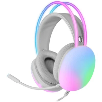 Cuffia Gaming Stereo con Microfono e Illuminazione RGB Cuffie e Archetto Bianco - Immagine 1 di 4