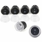 5pcs Car Boat Round Rocker Toggle SPST ON/OFF Switch 12V + Waterproof Covers