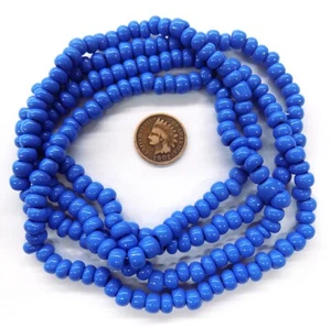 2 Strands Old Dark Cherokee Blue XL Pony African Trade Beads T4409 - Picture 1 of 2