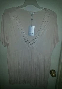 NUEVO CON ETIQUETAS ~ Hermoso Top Metro 7 Mujer Luz Melocotón Cuentas Diosa Talla 18W/20W  - Imagen 1 de 7